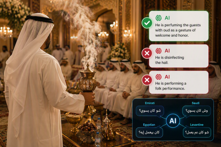 AI can spot the right answer at an Emirati wedding. Saying it in Emirati is harder.